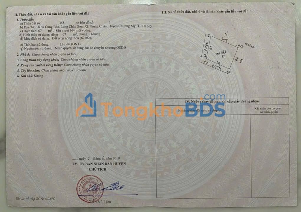 Bán Đất Lô Góc Đường Thông Ô Tô Chương Mỹ 67m² Giá 3 Tỷ