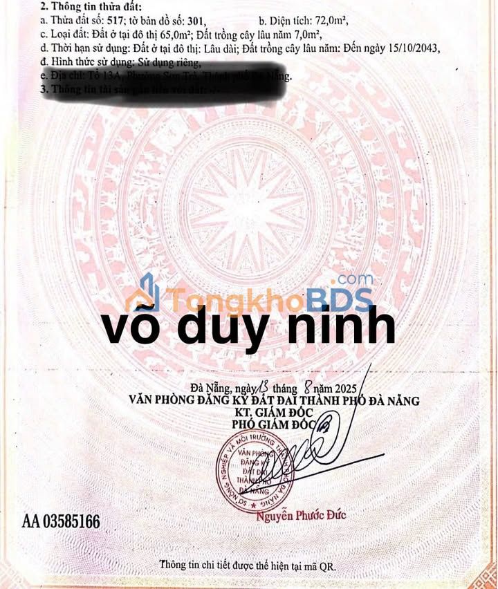 Bán Đất Mặt Tiền Võ Duy Ninh Nối Dài, Đà Nẵng - 72m², Chỉ Vài Trăm Mét Ra Biển