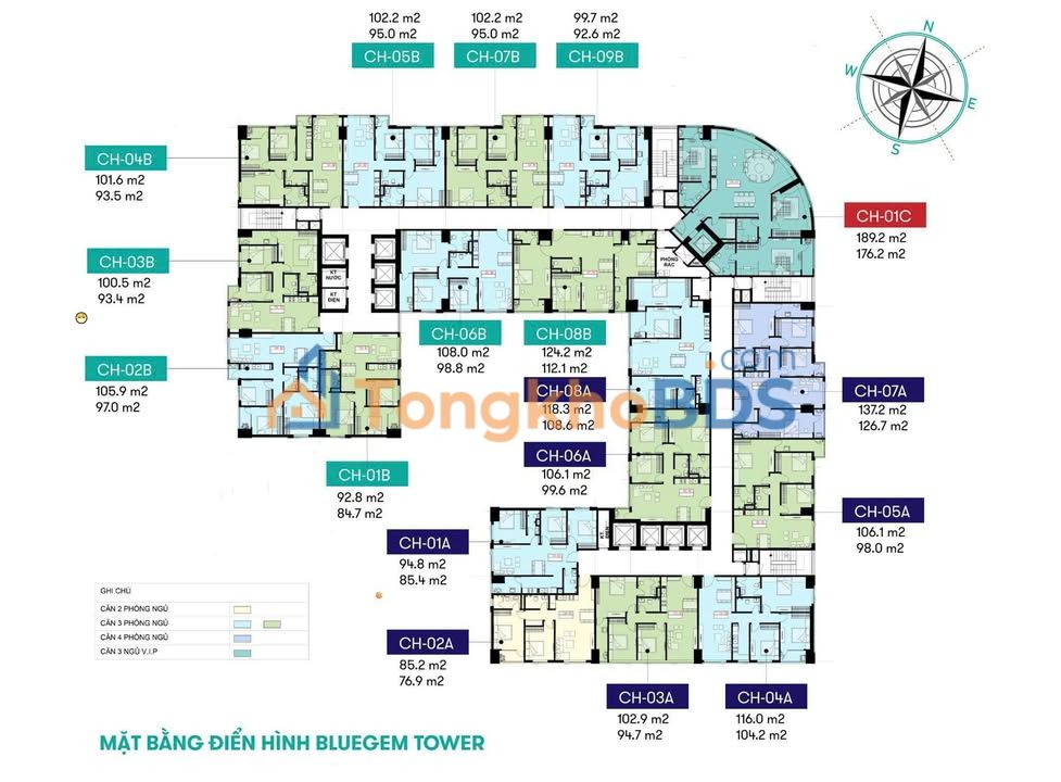 Chung cư Bluegem Tower Nguyễn Bồ 95m² - Giá 6.2 tỷ - View Sông