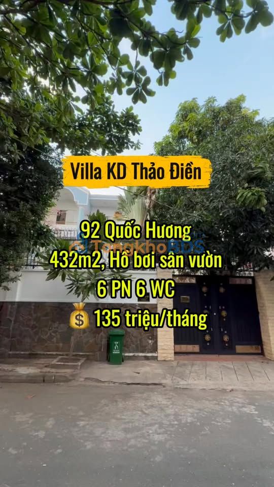 Cho thuê Villa Kinh doanh 432m² Quốc Hương, Thảo Điền - Phù hợp nhiều mô hình