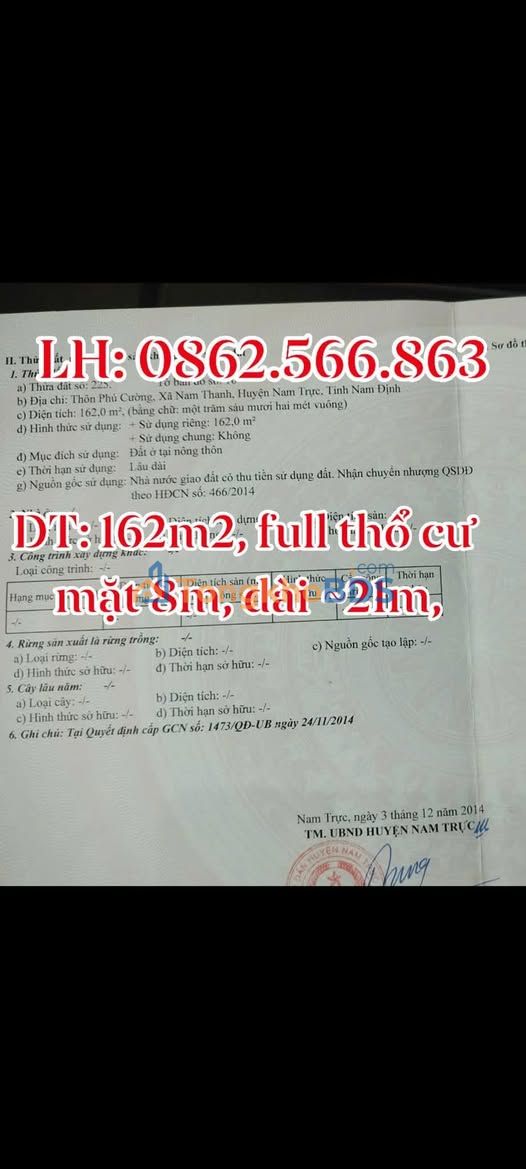 Đất Nam Thanh Nam Trực 162m2 giá tốt hiếm có thỏa thuận