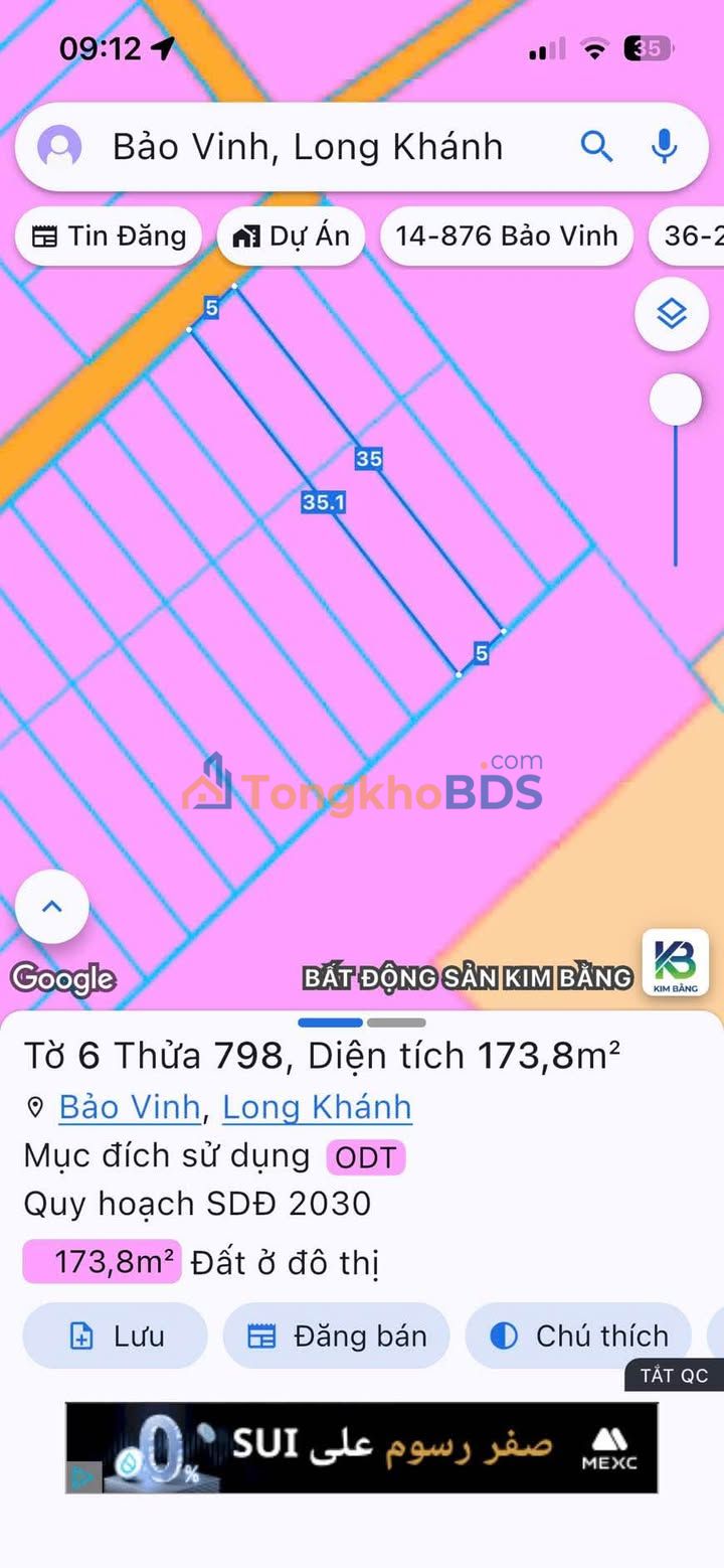 Đất nền 175m² sổ riêng thổ cư tại Bảo Vinh, Long Khánh - Giá 790 triệu