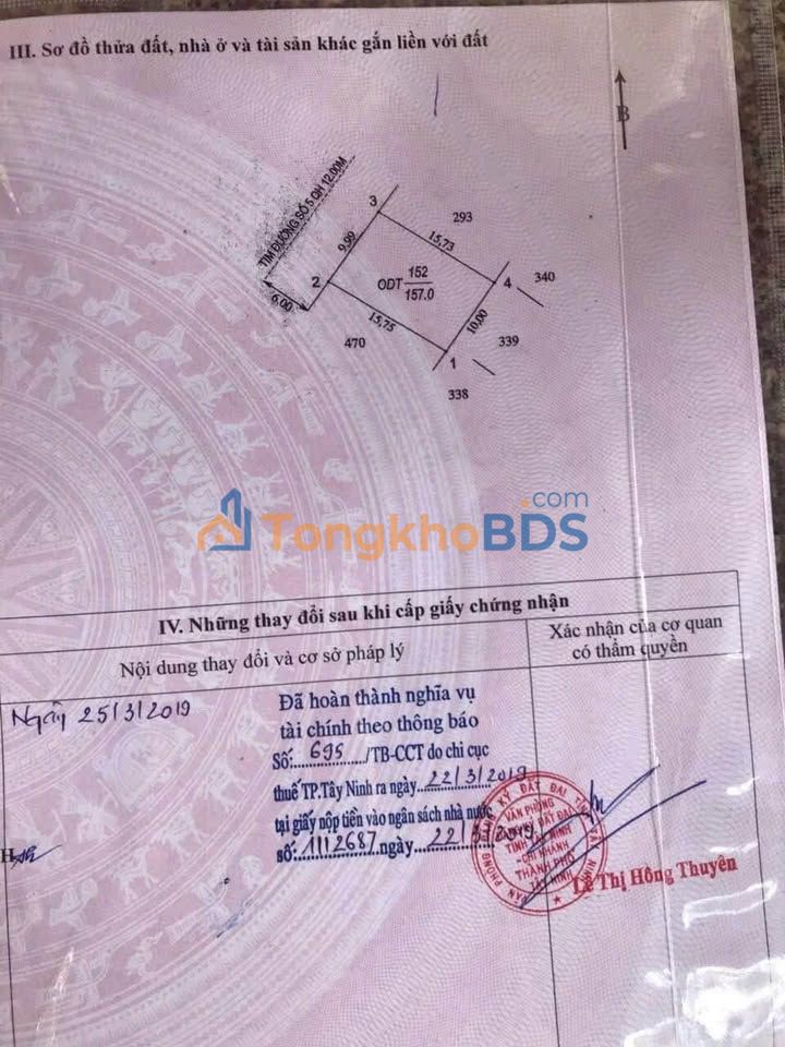 Đất Nền 1598m² Mặt Tiền Nguyễn Hữu Dụ, TP Tây Ninh - Sổ Đỏ Rõ Ràng