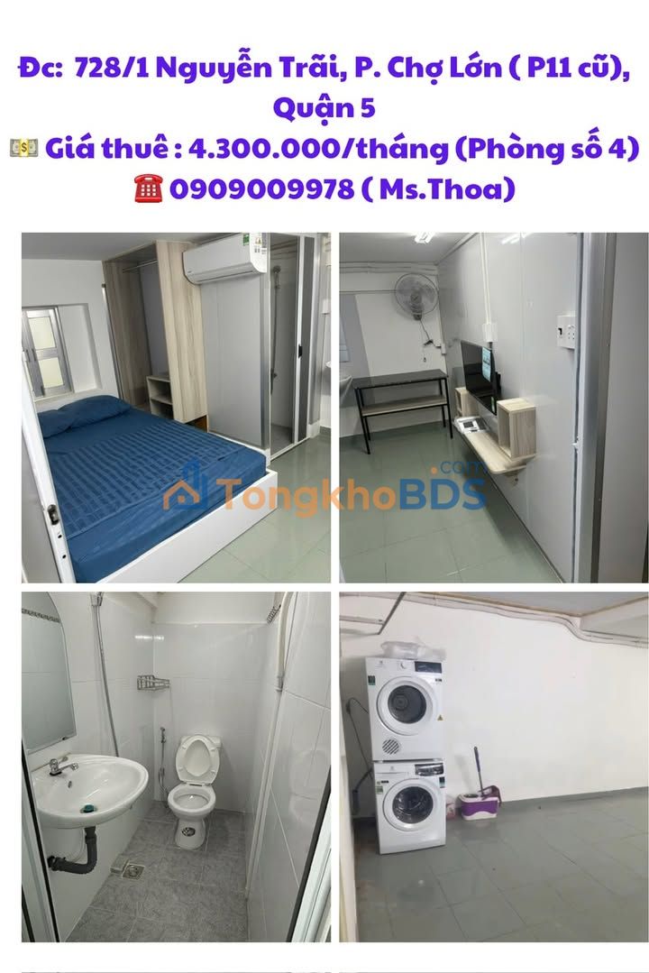 Cho thuê phòng trọ full nội thất mới 100% - 20m² Quận 5, TP.HCM