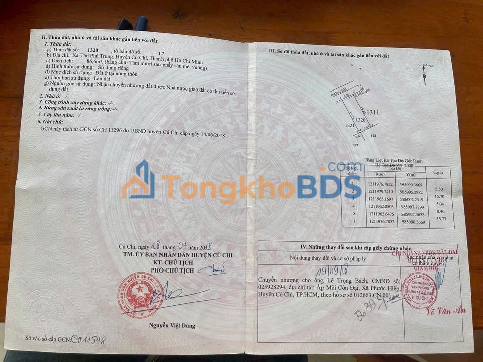 Đất nền Tân Phú Trung Củ Chi 93m² - Giá Đầu Tư 1.695 Tỷ