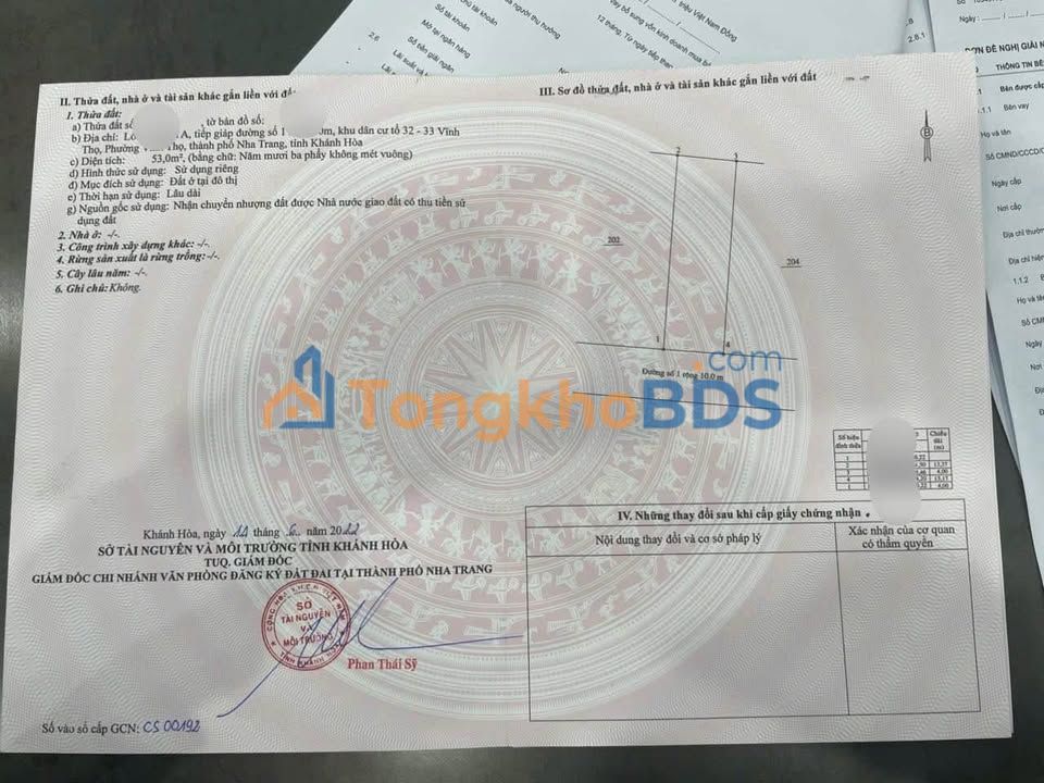 Bán đất TĐC Hòn Đỏ Nha Trang 53m² - Sổ hồng - Gần biển 80m