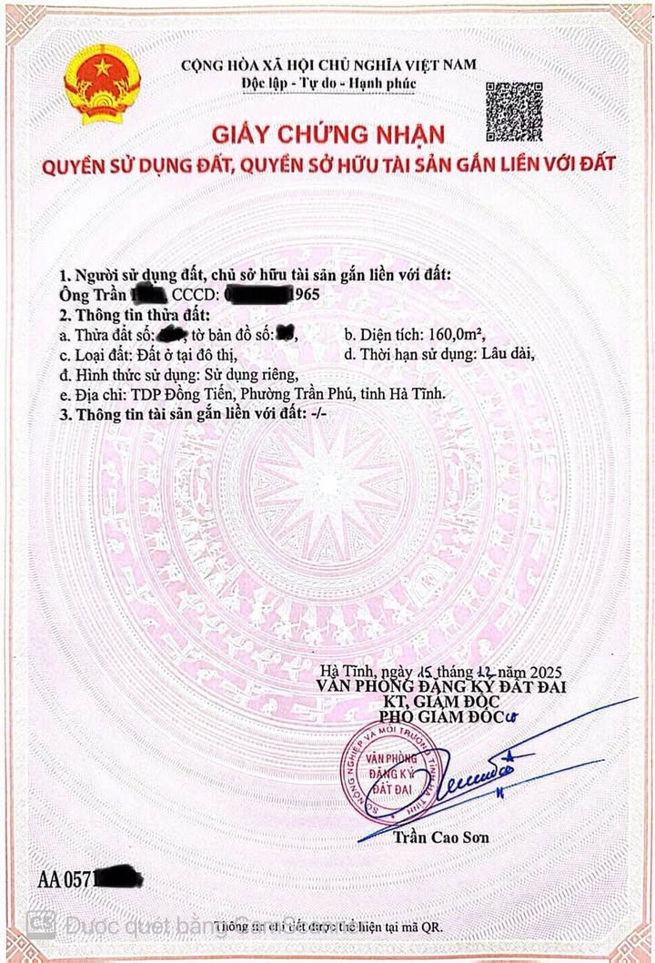 Bán Đất 160m² Nguyễn Công Trứ, Hà Tĩnh - Sổ Đỏ, Mặt Tiền Thoáng