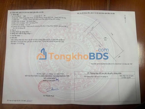 Đất nền 45m² full thổ cư Xã Tiền Phong, Mê Linh - Sẵn sàng xây nhà