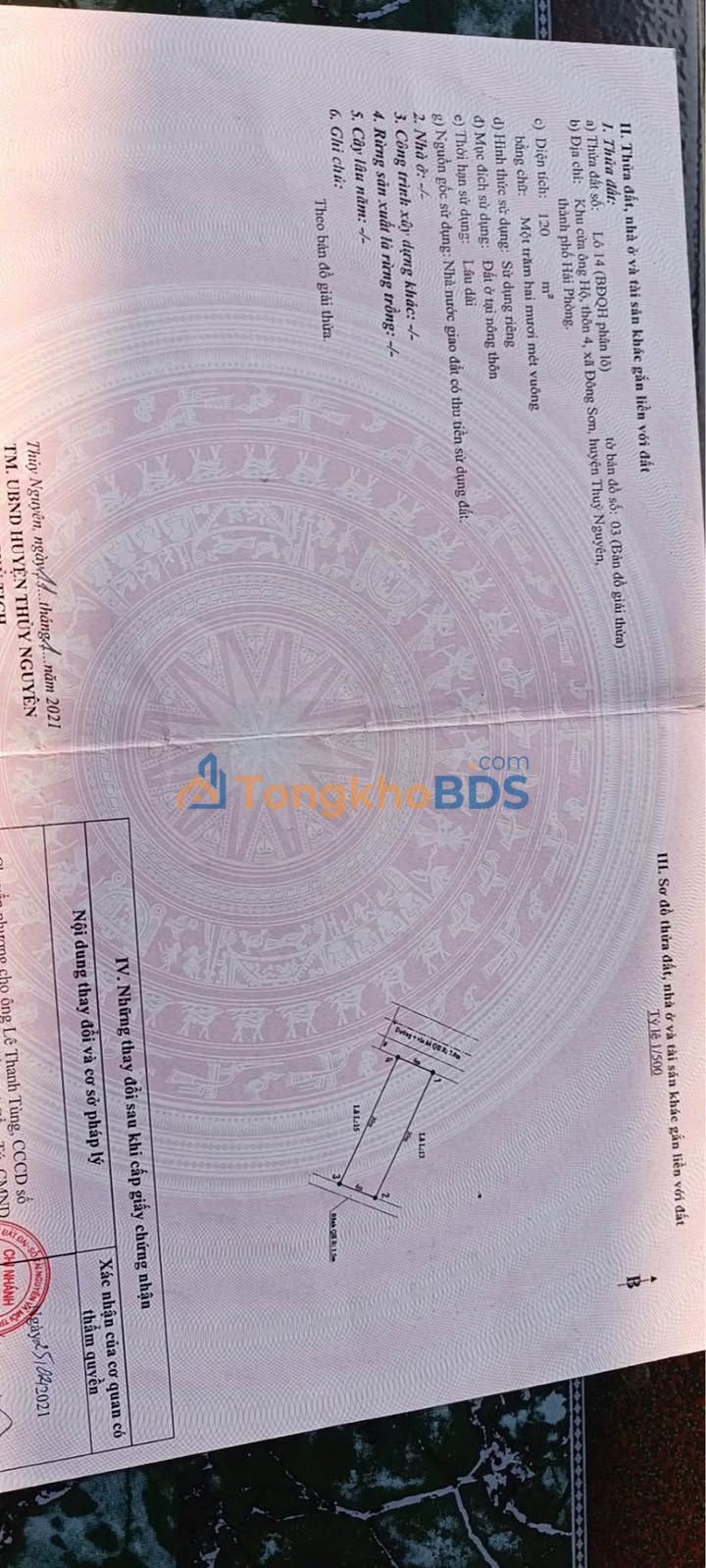 Đất nền Cẩm Giàng, Hải Dương 120m² - Lô 14 Cửa Ông Hộ, Giá Tốt