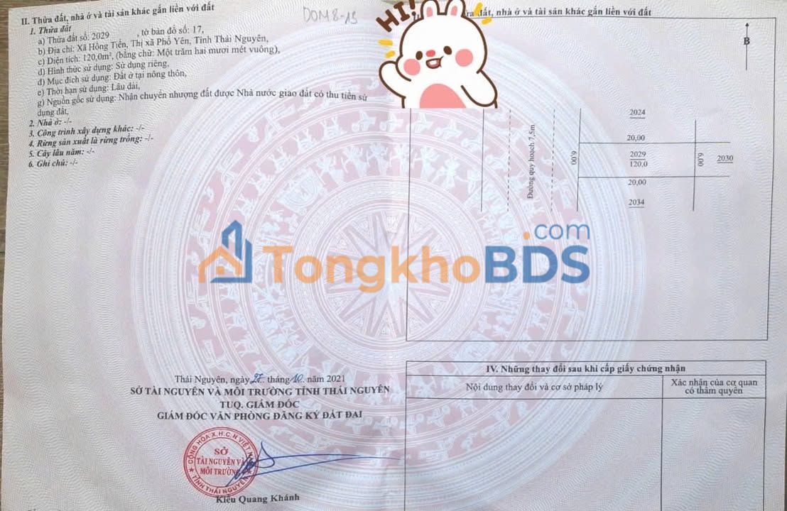 Đất Nền Sổ Đỏ Hồng Tiến Phổ Yên 120m² - Giá Tốt