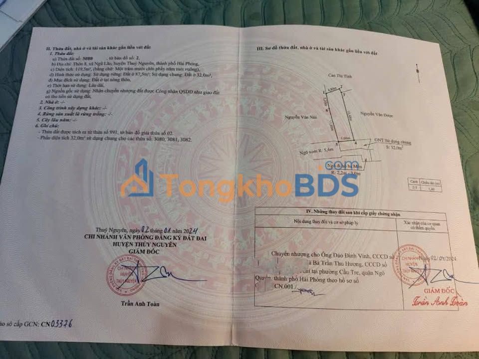 Bán đất Ngũ Lão, Thủy Nguyên 87.5m² - Sổ đỏ chính chủ, gần trường học