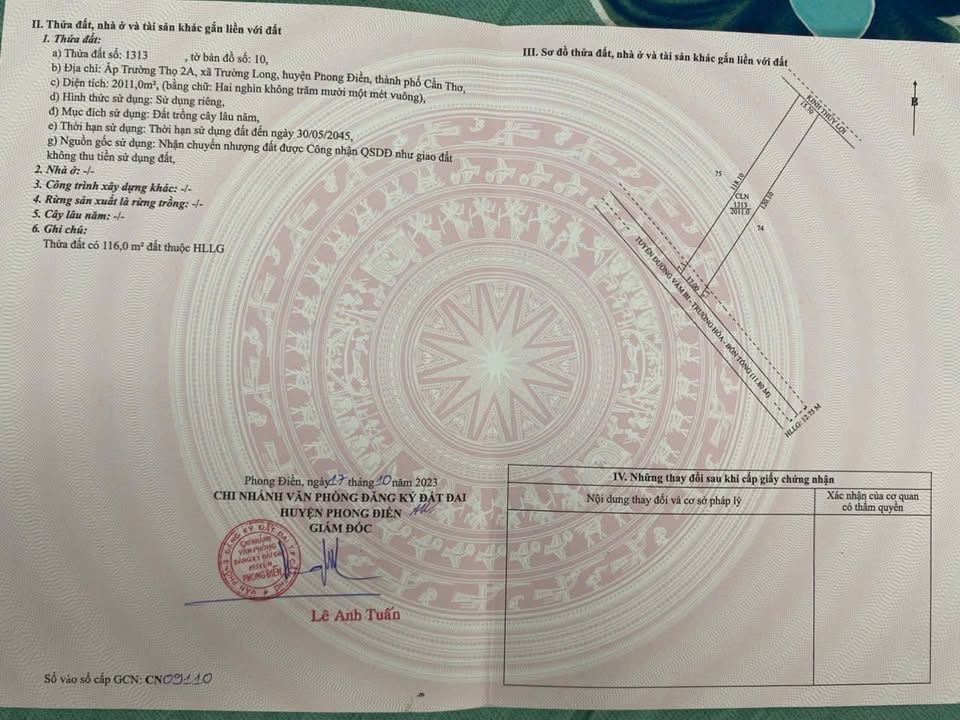 Đất Mặt Tiền Vàm Bi Trường Long - 2040m² - Giá 2.5 Tỷ - Cần Thơ