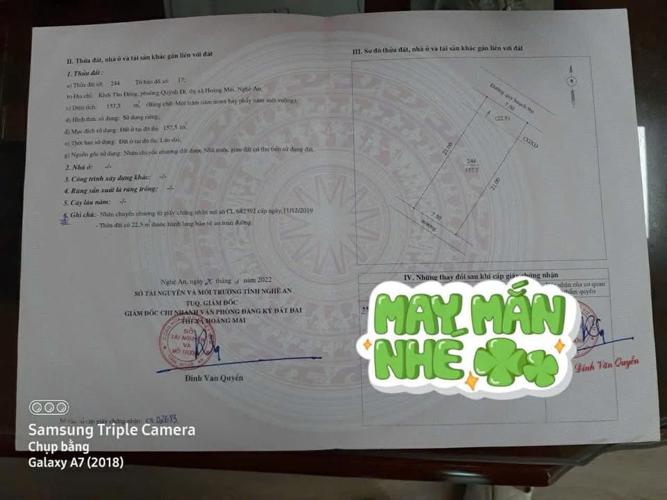 Đất nền Quỳnh Dị, Hoàng Mai - 157m² Bám nhựa 9m, Sẵn sổ