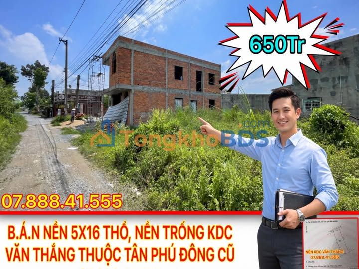 Đất nền Văn Thắng Chợ Gạo 80m² 650 triệu - Sổ đỏ chính chủ