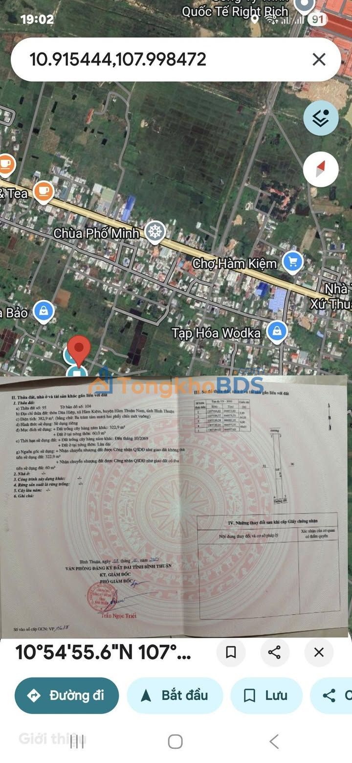 Đất thổ cư Hàm Kiệm 382.9m² - Sổ đỏ chính chủ, giá 50 tỷ