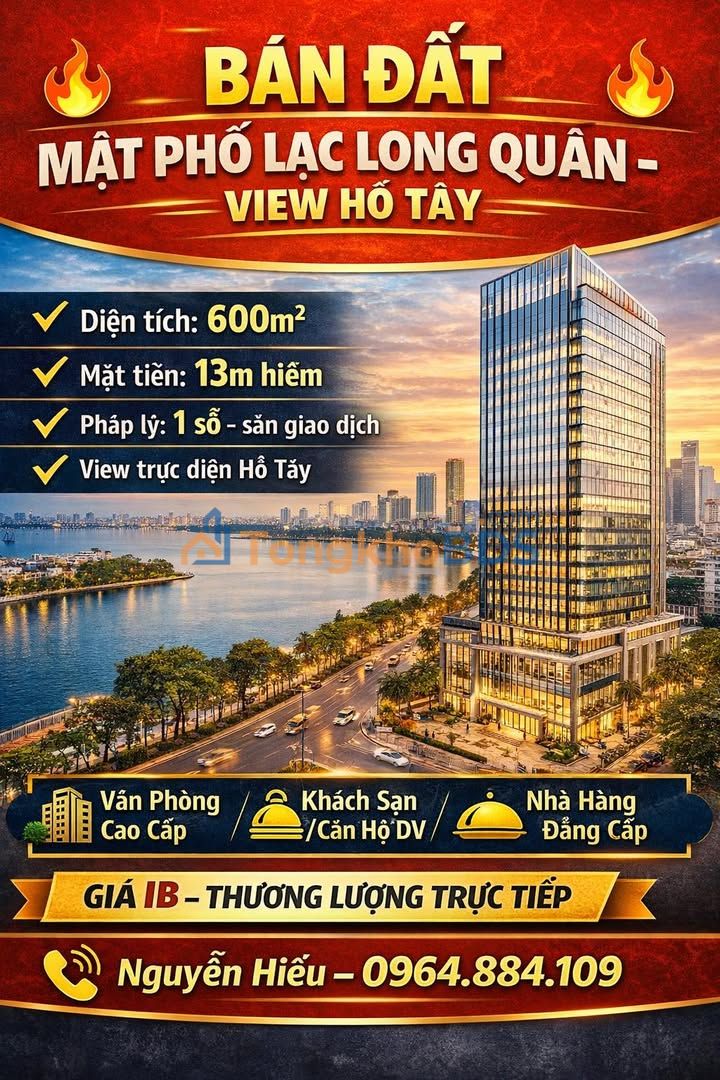 Mặt Phố Lạc Long Quân - 600m² View Hồ Tây - Sẵn Sàng Giao Dịch