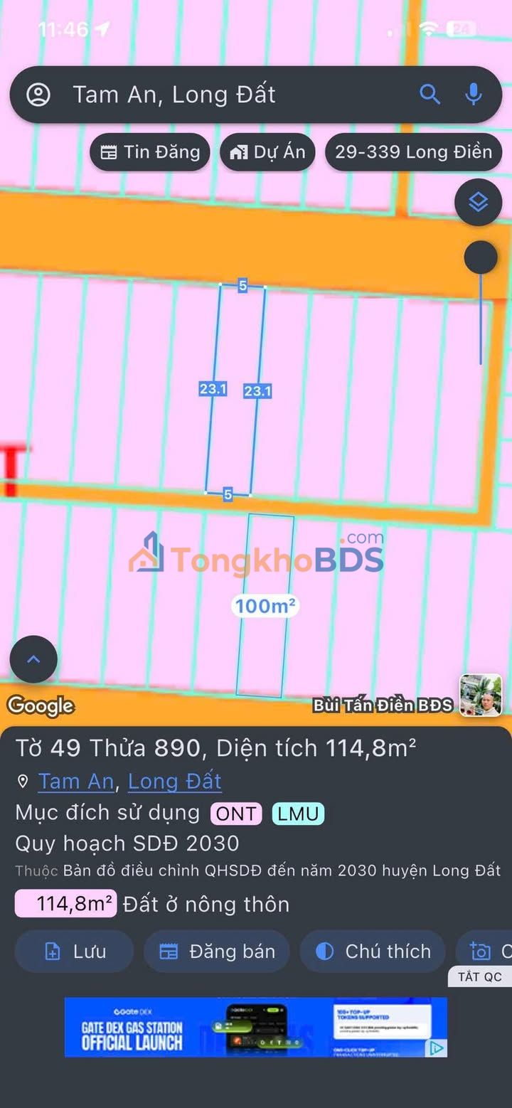 Đất Nền Mặt Tiền An Ngãi, Long Điền - 115m² Thổ Cư, Gần Biển 7km