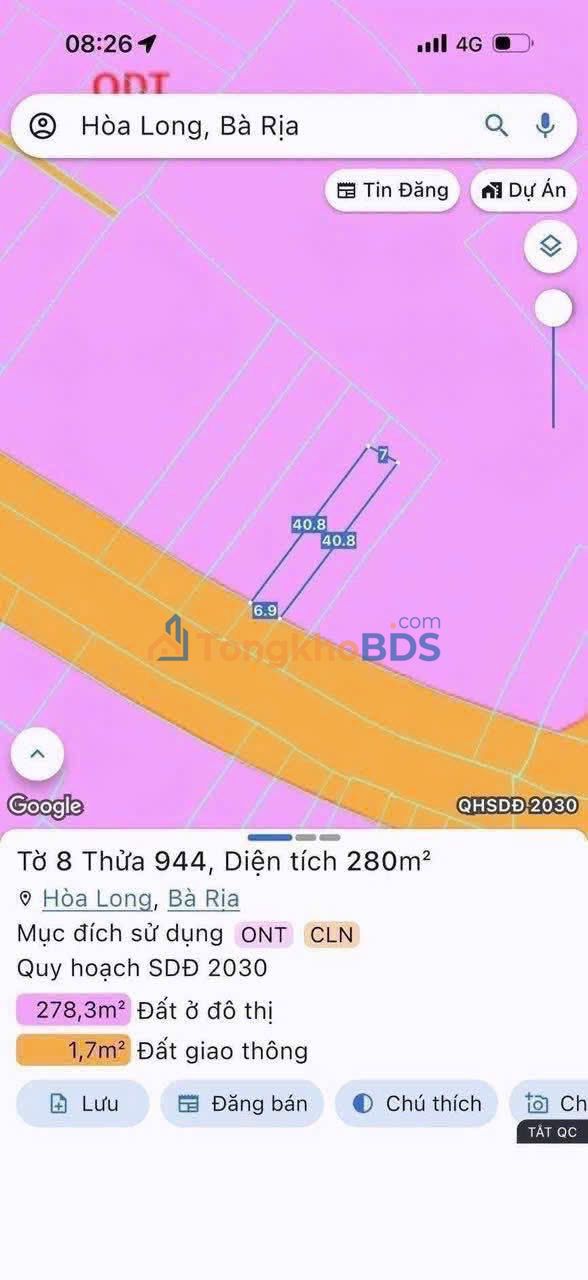 Đất Mặt Tiền Hương Lộ 3 Bà Rịa 280m² - Giá Đầu Tư 3.X Tỷ