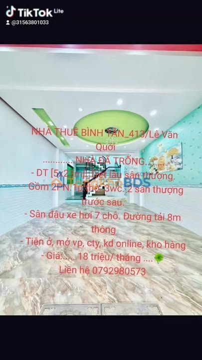 Cho thuê nhà 2 tầng mặt tiền Lê Văn Quới, Bình Tân - 115m², 18 triệu/tháng
