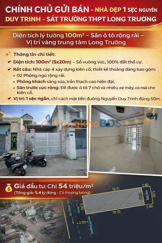 Nhà 100m² 1 Sẹc Nguyễn Duy Trinh, Long Thành - Giá Tốt
