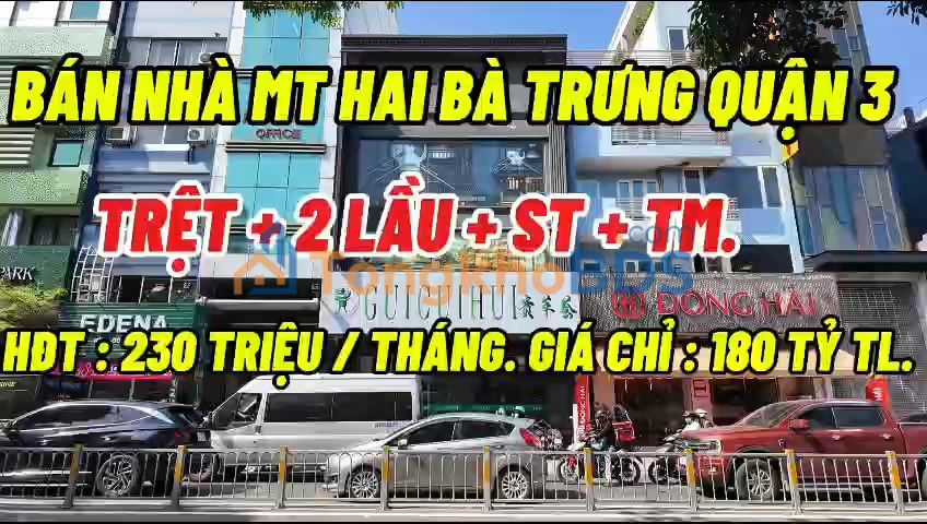 Nhà Mặt Tiền Hai Bà Trưng Quận 3 - 225m², Kinh Doanh Đỉnh Cao 230 Triệu/Tháng