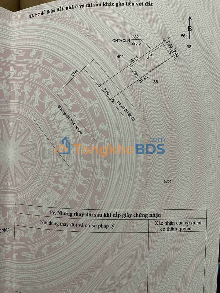 Đất Mặt Tiền DT 744 - Kinh Doanh Đa Ngành Nghề - 224m² - Bến Cát
