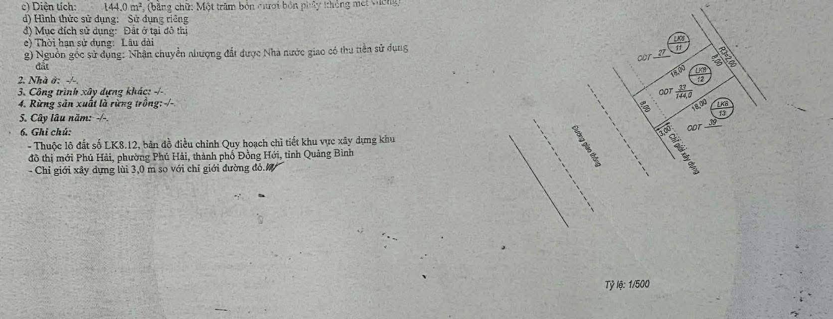 Đất nền Phú Hải Riverside Đào Duy Từ 144m² - Hướng Tây Nam - 5.05 Tỷ