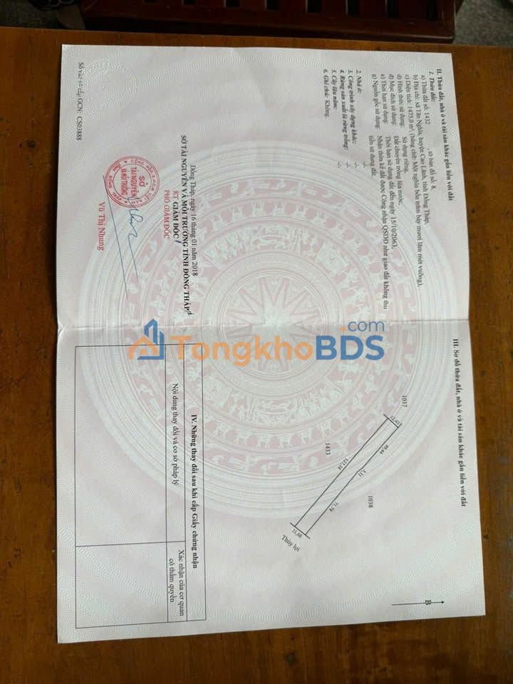 Bán Đất Mặt Tiền 1524m² Đường Cái Sao, Cao Lãnh - Sẵn Sàng Đầu Tư