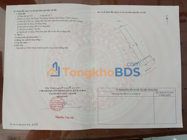 Đất xã Phước Tân Hưng 980m² 2.19 tỷ - Sổ đỏ chính chủ