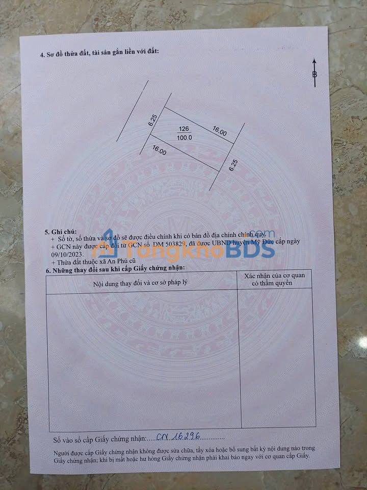 Đất đấu giá Mỹ Đức 100m² - Mặt tiền 6.25m - Giá 2 tỷ