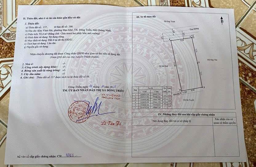 Bán Đất Vĩnh Hải, Mạo Khê 94.2m² - Sổ Đỏ Rõ Ràng, Giá Tốt