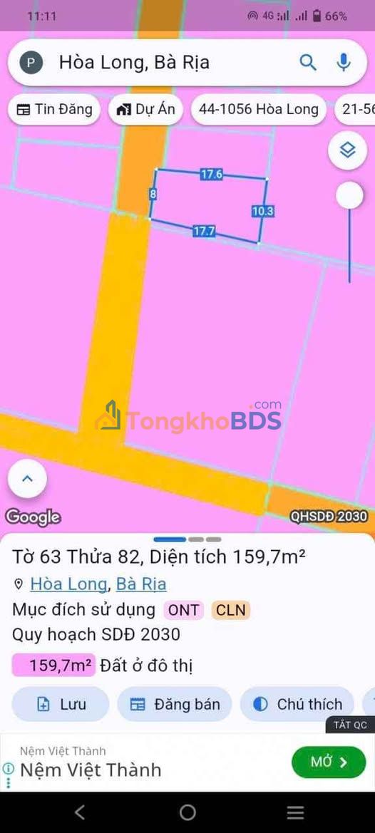 Đất nền Long Tâm Bà Rịa 142m²/1.75 tỷ - Sổ đỏ chính chủ