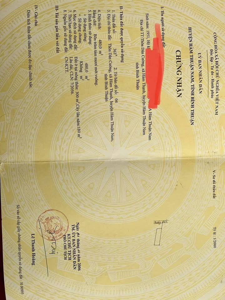 Đất thổ cư 480m² Hàm Thuận Nam, Bình Thuận - Sổ hồng riêng, giá 1 tỷ