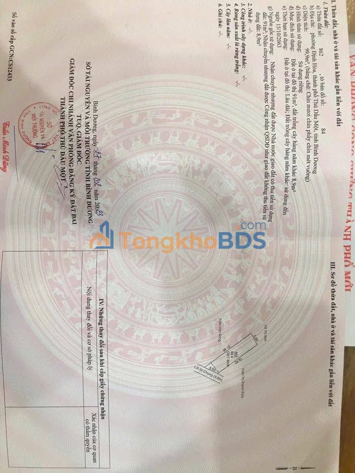 Bán Đất Thổ Cư Thủ Dầu Một 99m² - Đường Ô Tô, Sẵn Sổ Hồng