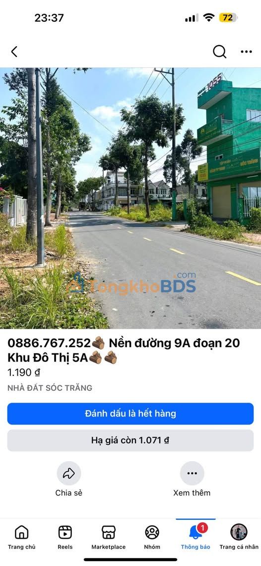 Đất Nền Sóc Trăng 100m² - Hướng Đông Nam, Giá 1.19 Tỷ - Sẵn Sổ Hồng