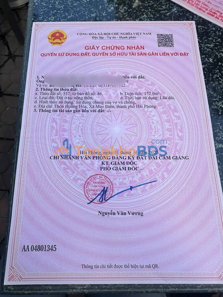 Đất nền Cẩm Giàng, Hải Dương - 133m² & 152m² - Sẵn sàng đầu tư