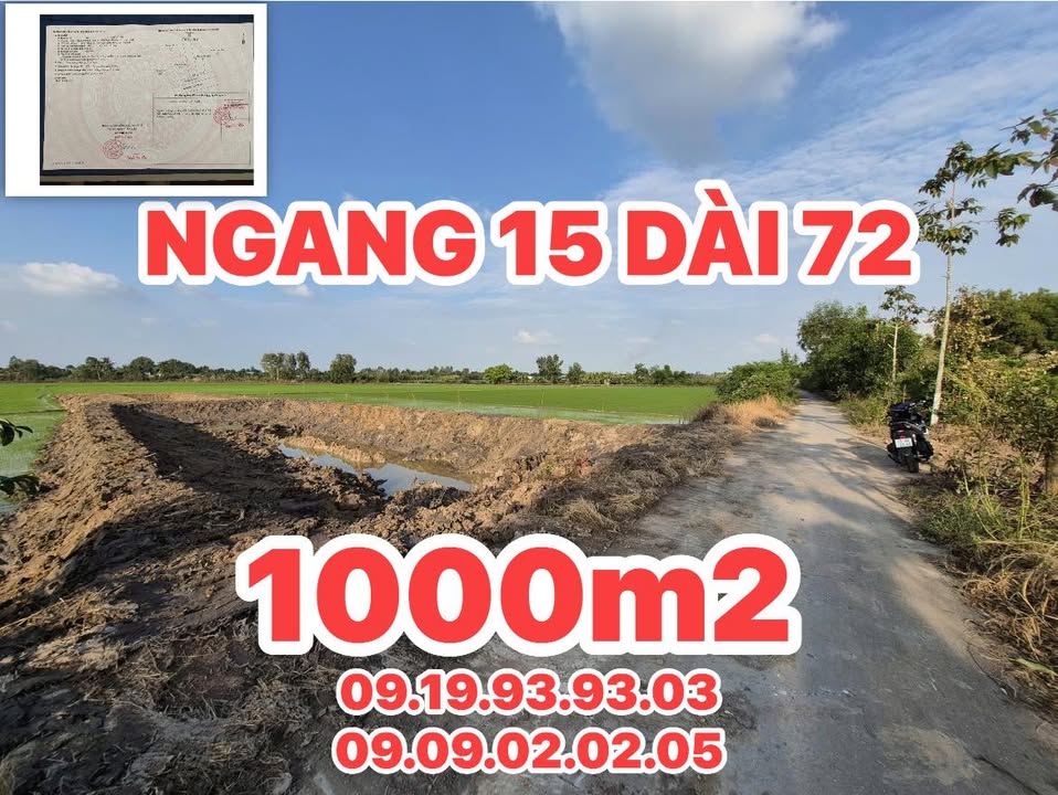 Đất Vườn Rạch Giá 1000m² - Mặt Tiền 15m Nở Hậu, Giá 1.35 Tỷ - Sẵn Sàng Đầu Tư!
