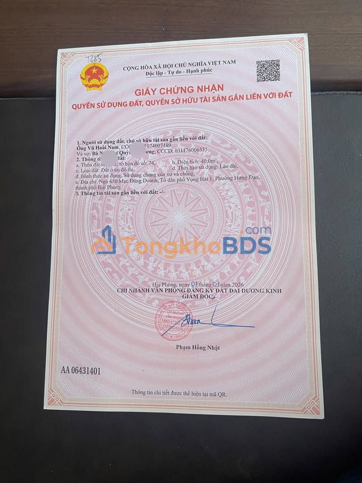 Bán Đất Mạc Đăng Doanh, Hải Phòng 40m² - Giá Tốt, Ô Tô Tránh