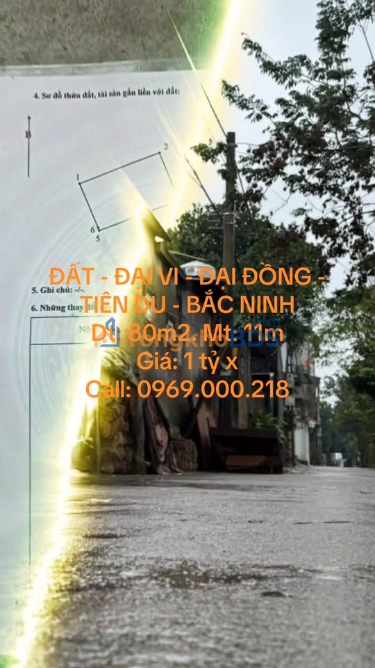 Đất nền Đại Đồng, Tiên Du, Bắc Ninh - 80m² giá 1 tỷ - Sổ đỏ sẵn sàng