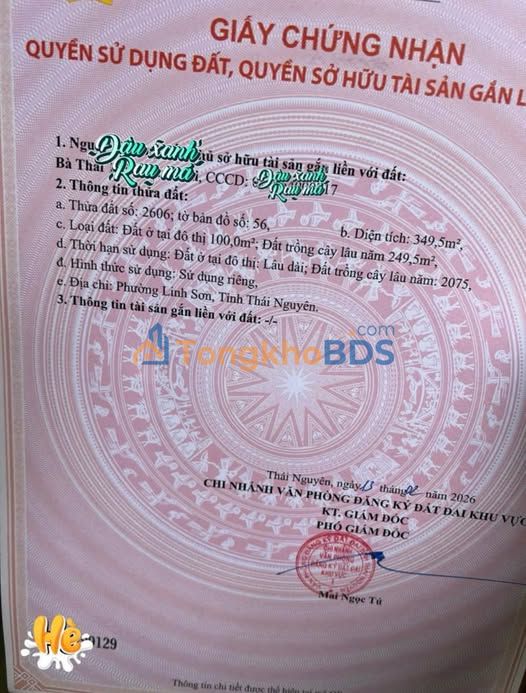 Bán đất nền 114.5m² Phường Linh Sơn, TP. Thái Nguyên - Sổ đỏ sẵn sàng