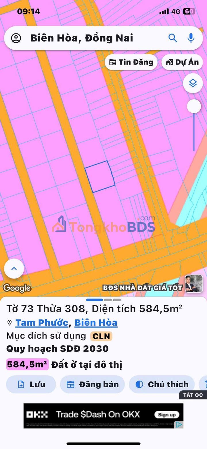 Bán Đất 575m² Mặt Tiền 1/Phùng Hưng, Long Thành, Đồng Nai - Sổ Riêng 5 Tỷ