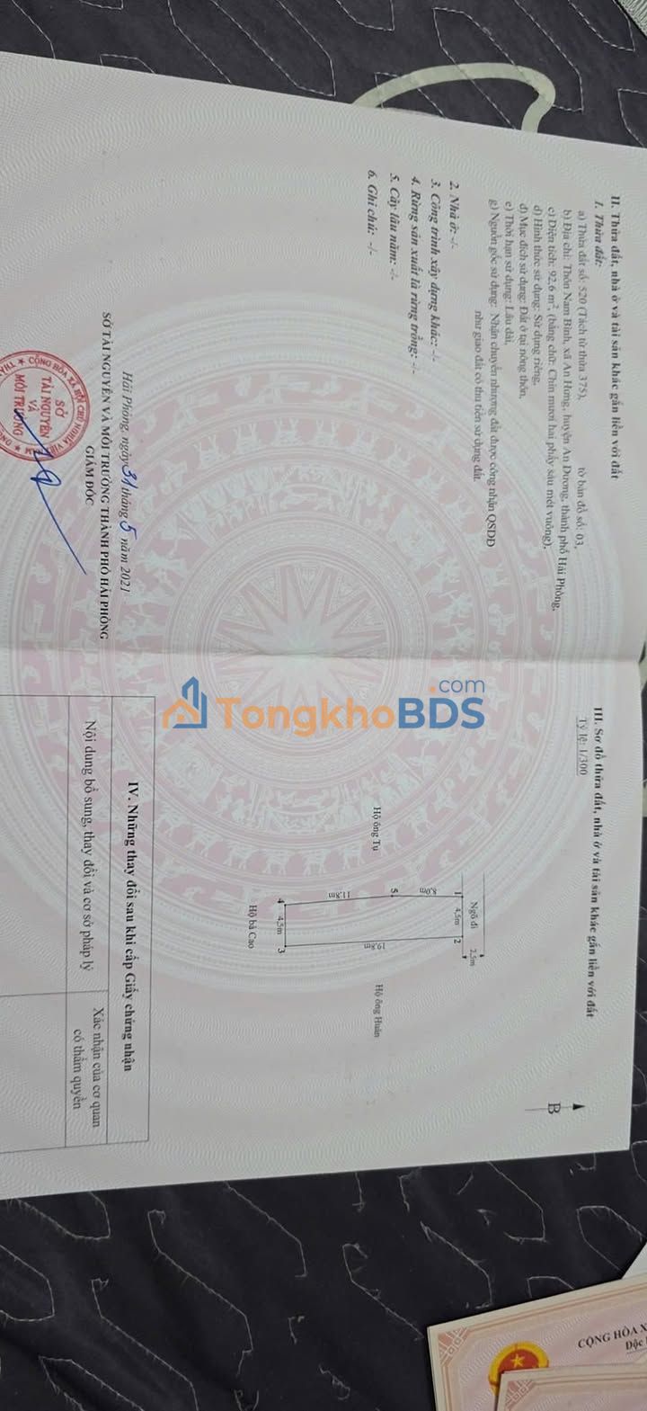 Đất nền 92m² Tân Tiến, Hải Phòng - Sổ đỏ chính chủ, giá 1.35 tỷ