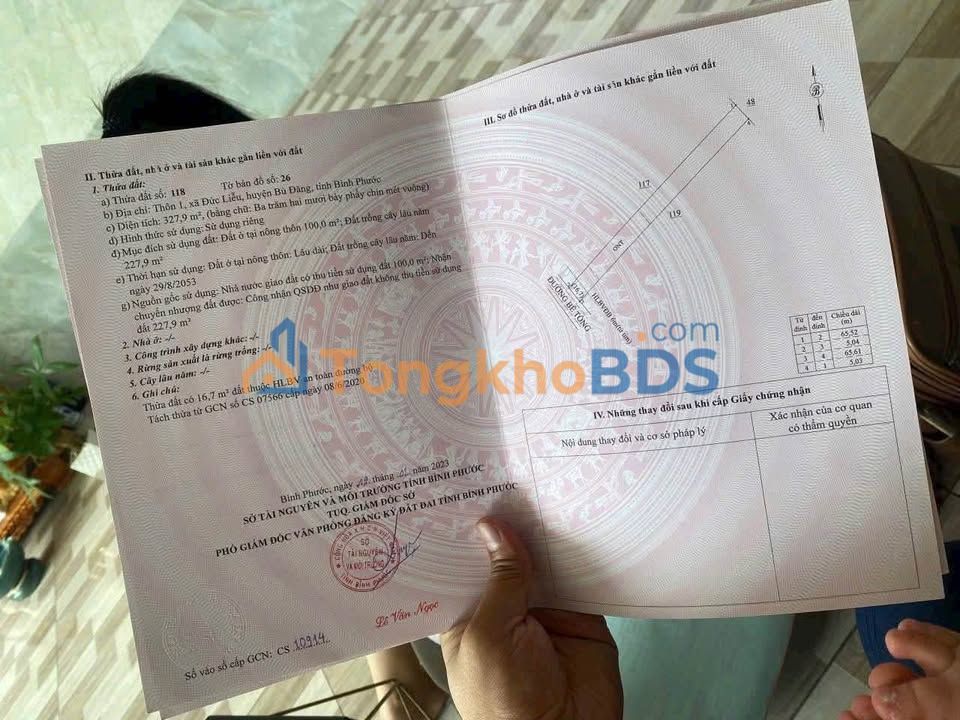 Bán Gấp Đất 100m² Sổ Đỏ Riêng, Giá 120 Triệu Tại Đồng Phú