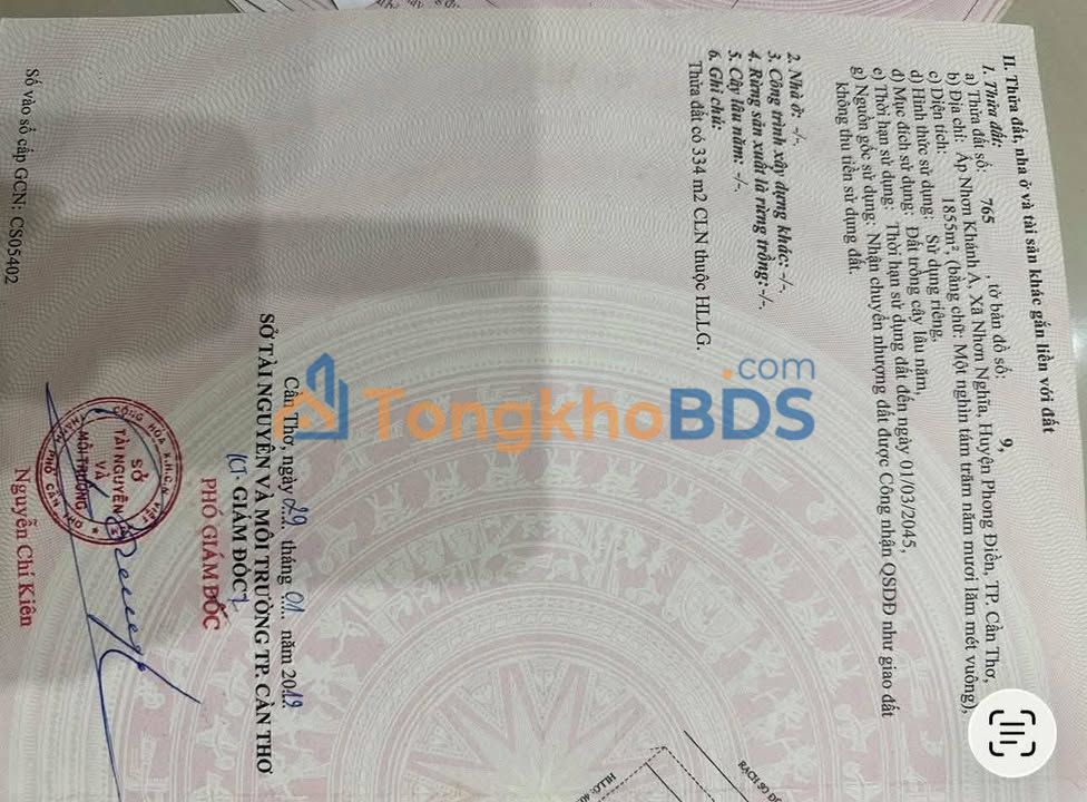 Đất Mặt Tiền QL61C Hậu Giang 1855m² - Giá Đầu Tư 7 Tỷ