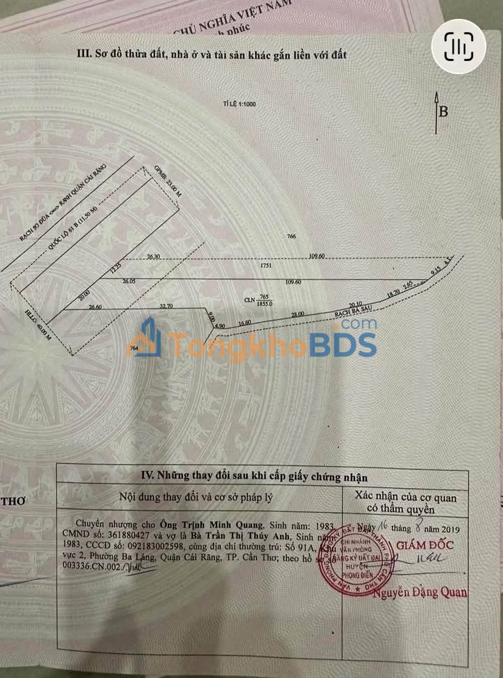 Bán Gấp Đất Mặt Tiền QL61C, Châu Thành, Hậu Giang - 1855m² Giá Tốt