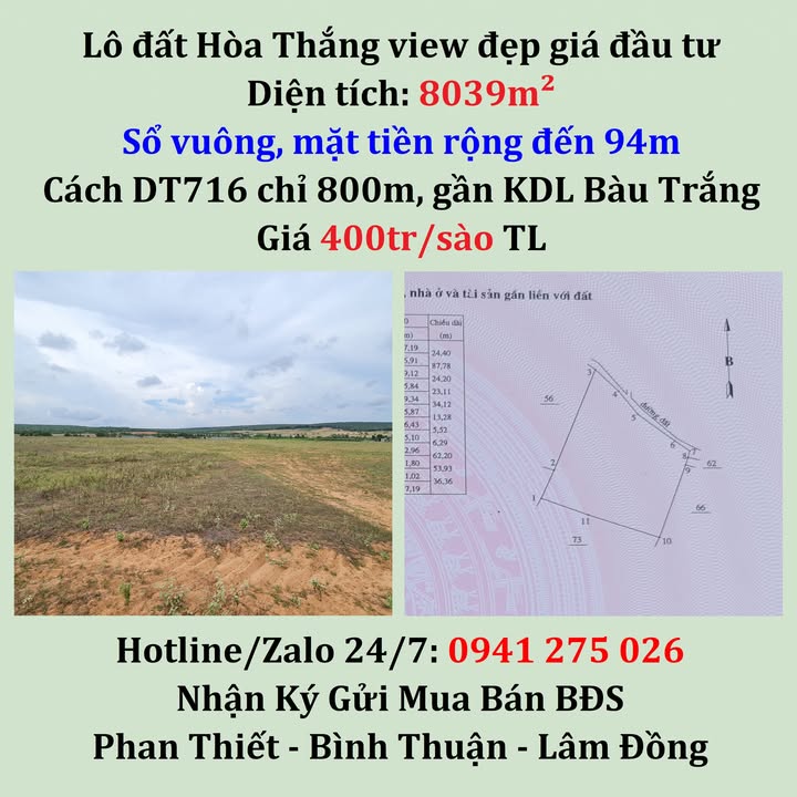 Bán Đất Hòa Thắng 8039m² View Đẹp - Giá Đầu Tư Hấp Dẫn