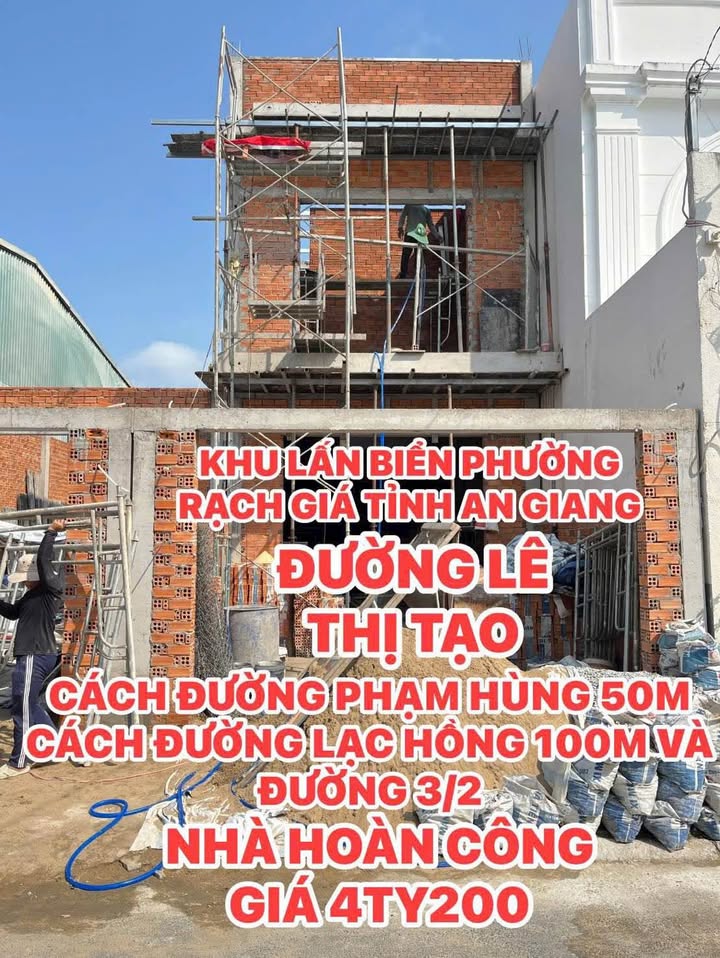 Nhà 2 Lầu 1 Trệt 100m² Đường Lê Thị Tạo, Châu Đốc - Sổ Hồng Hoàn Công