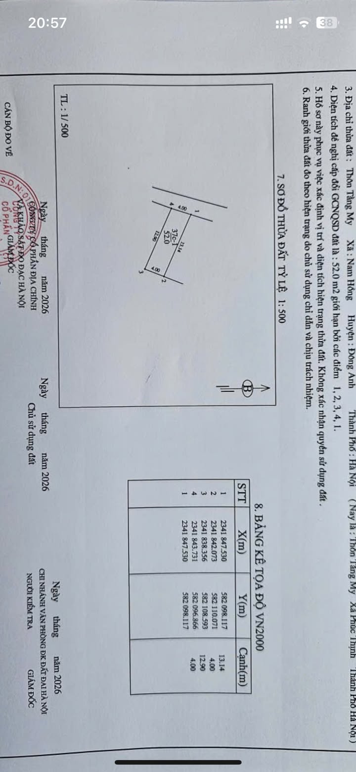 Bán đất 52m² Tằng My, Đông Anh - Sổ đỏ sẵn, gần Đại đô thị Bắc Thăng Long