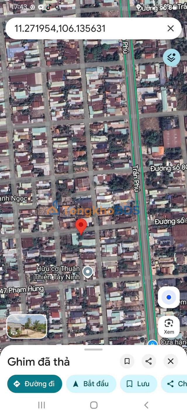 Bán Gấp Đất 63.9m² Full Thổ Cư, Hẻm Trần Phú, Hòa Thành - Giá 639 Triệu