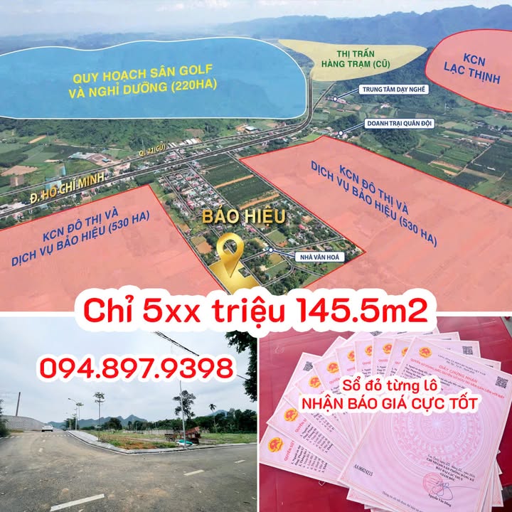 Đất nền Yên Thủy, Hòa Bình 145.5m² - Sổ đỏ sẵn, giá F0 đón sóng KCN 530ha